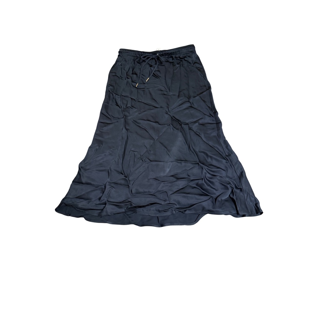 NWT Madewell Drawstring Midi Skirt Navy Blue Size 2 Causal Stretch - Picture 3 of 6